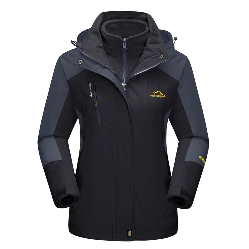 MAGCOMSEN Winter Jacket for Women 3 in 1 Winter Coats with Hood Snowboard Jacket Waterproof Insulated Snow Jacket Fleece Black XS - Image 1